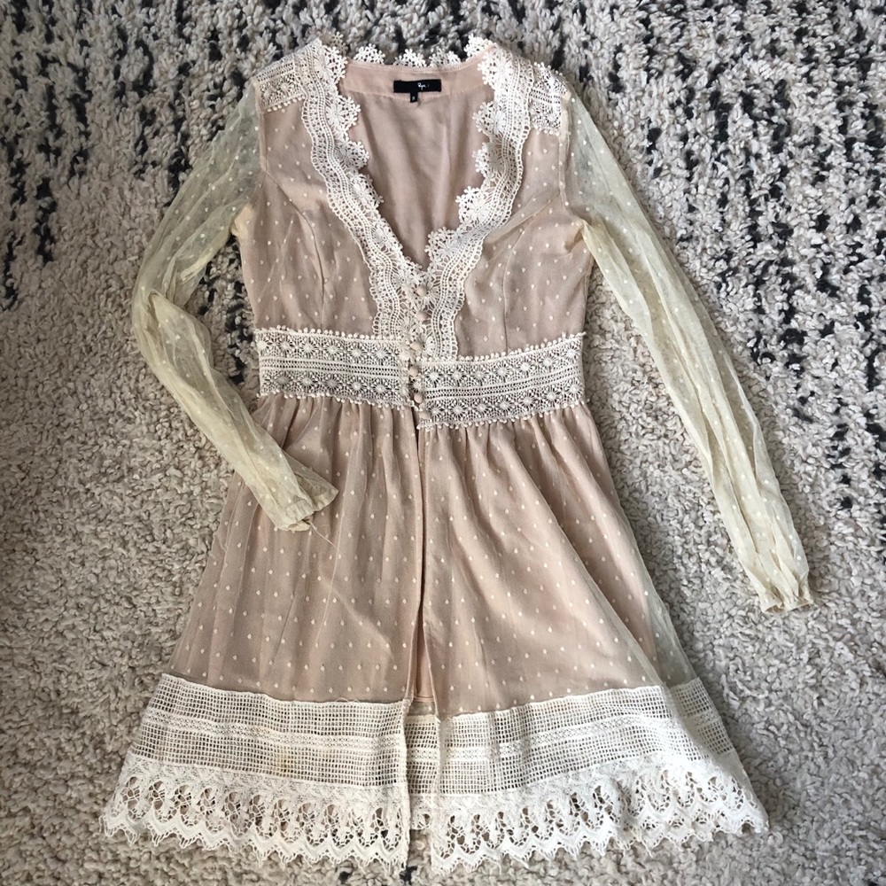 ModCloth lace overlay long sleeve dress topper